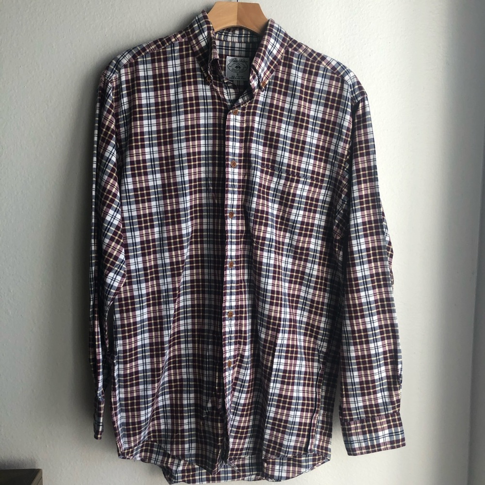 BROOK BROTHERS Sport Shirt LS Button Plaid S
